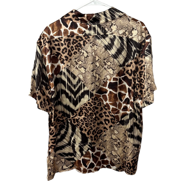 Banana Republic 100% Silk Animal Print Button Up Men’s Size L - Picture 3 of 8